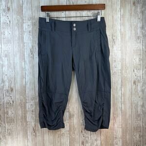Prana Revenna Knicker‎ Pants Womens 0 Grey Crop Ruched Low Rise Ripstop Hikecore